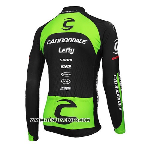 2016 Maillot Ciclismo Cannondale Ml Noir et Vert Manches Longues et Cuissard